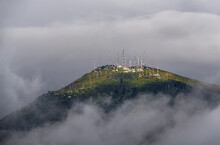 Antenna Peak Of The Pichincha Volcano In The Clouds, Quito, Ecuador.