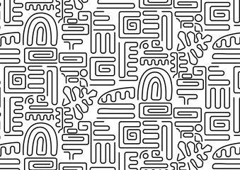 Wall Mural - geometric vector pattern, repeating linear symbolic abstract lines patter. graphic clean for fabric,