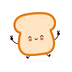 cute funny bread toast character. vector flat line cartoon kawaii character illustration icon. isola