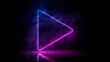© RocknRoller Studios - Pink and blue neon light play icon. Vibrant colored media technology symbol, isolated on a black background. 3D Render