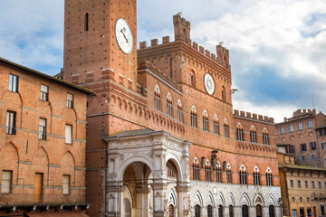 Sticker - historic buildings and landmarks in magnificent medieval Siena,Tuscany, Italy