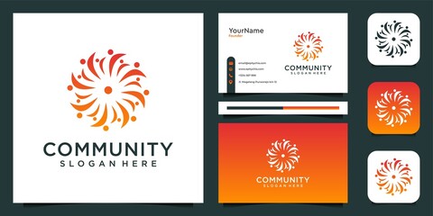 Wall Mural - Community people logo and business card set