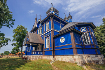 Canvas Print - Orthodox church of the Protection of the Holy Virgin in Puchly village, Podlasie region, Poland