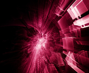 Poster - Abstract red and black background. Fractal graphics 3d illustration. Technology and science concept.