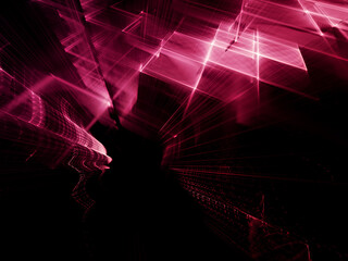 Aufkleber - Abstract red and black background. Fractal graphics 3d illustration. Technology and science concept.
