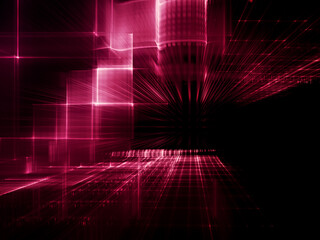 Aufkleber - Abstract red and black background. Fractal graphics 3d illustration. Technology and science concept.