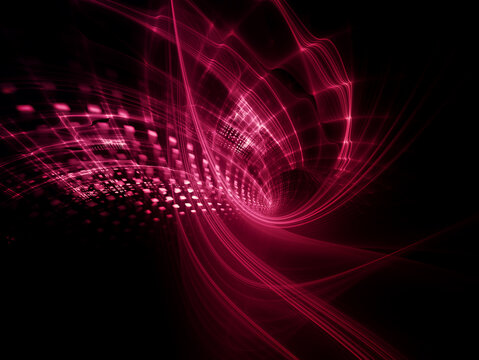 Abstract red and black background. Detailed generative fractal graphics. Technology and science concept.