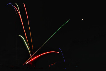 Closeup shot of colorful fireworks in the dark night sky - festive concept