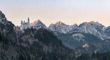 Sunrise In The Mountains At Castle Neuschwanstein