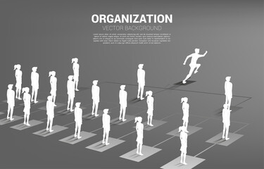 Aufkleber - Silhouette of businessman running leading on organization chart . Business Concept of corporate structure and team hierarchy