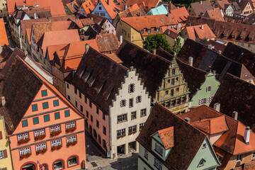 Canvas Print - Aerial view of the old town of Rothenburg ob der Tauber, Bavaria state, Germany