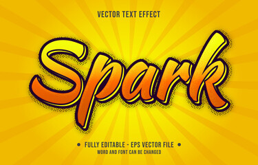 Wall Mural - Editable text effect - Spark gradient orange color graffiti style