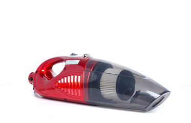 A picture of red 2 in 1 push-rod Type 800W Portable handheld vacuum household cleaner on white background