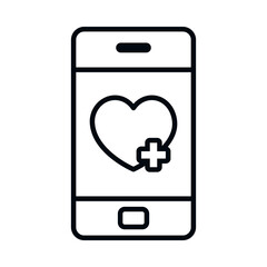 Fototapete - smartphone with heart on screen, line design