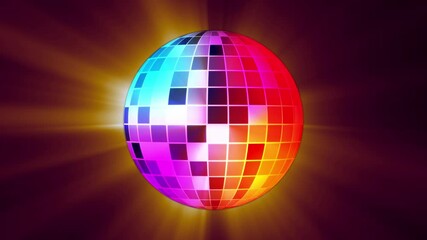 rotating disco ball with flickering dance colorful lighting 3d illustration seamless loop animation