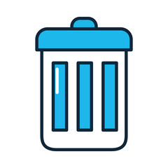 Sticker - trash bucket icon, line and fill style