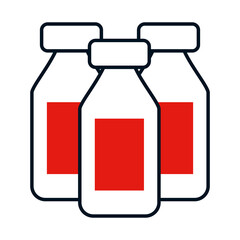 Sticker - vaccine bottles icon, colorful design