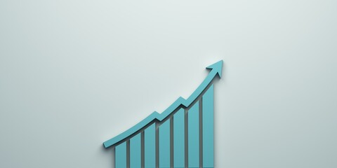 Wall Mural - Graph Arrow of Finance Improvement. 3D Render Illustration.