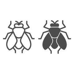 Poster - Fly line and solid icon, pest control concept, insect sign on white background, fly silhouette icon in outline style for mobile concept and web design. Vector graphics.