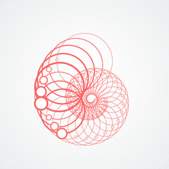 Aufkleber - Circle connect twirl for banner design. Abstract art template. Futuristic design. Digital technology backdrop. Web, graphic, banner. White background texture