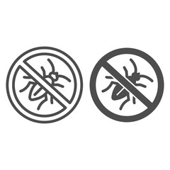 Poster - No insects line and solid icon, pest control concept, Stop cockroach parasite warning sign on white background, Anti bug icon in outline style for mobile concept and web design. Vector graphics.