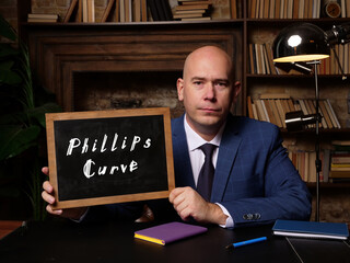 Business concept about Phillips Curve with phrase on black chalkboard.