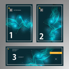 Fototapete - set of abstract cards with liquid lines. applicable for covers, placards, posters, flyers and banner