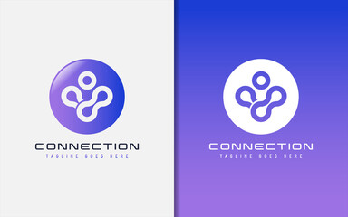 Poster - Connection Logo Design. Abstract People Inside The Circle. Usable For Business, Community, Tech, Sport, Industry, Services Company. Vector Logo Design Illustration.