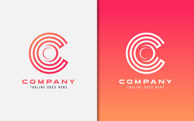 Poster - Abstract Initial Letter C with Circle Geometric Lines Shapes. Vector Logo Illustration.
