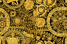 Gold Baroque Ornament Print Pattern