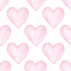 Wall Mural - Watercolor hearts seamless pattern. Hand drawn painted texture. Valentines wallpaper background.