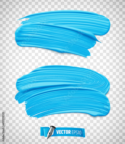 Traces de peinture bleue vectorielles sur fond transparent © He2