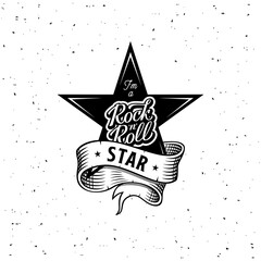 Canvas Print - I am Rock and roll star lettering vector illustration