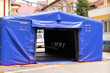 Empty Hospital triage tent entrance for COVID 19 pandemic