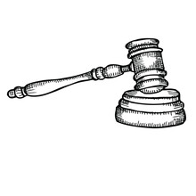 Hand Drawn Illustration Of Justice Gavel