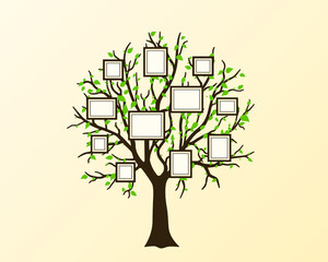 frame tree family vintage, nature print. vector