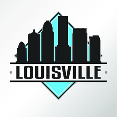 Wall Mural - Louisville Kentucky Skyline Logo. Adventure Landscape Design. Vector Illustration Cut File.