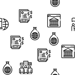 Poster - Global Business Finance Strategy Seamless Pattern Vector Thin Line. Illustrations