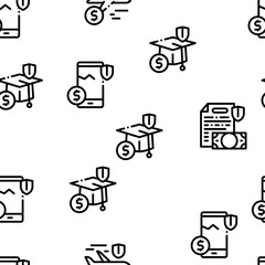 Poster - Insurance All-purpose Seamless Pattern Vector Thin Line. Illustrations