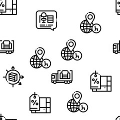 Poster - Furniture Shop Market Seamless Pattern Vector Thin Line. Illustrations