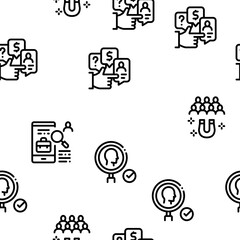 Poster - Account Manager Work Seamless Pattern Vector Thin Line. Illustrations