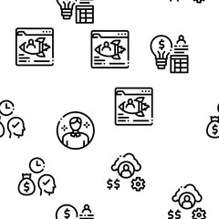 Poster - Account Manager Work Seamless Pattern Vector Thin Line. Illustrations
