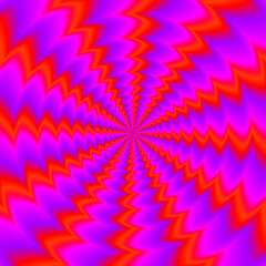 Wall Mural - red zigzags. spin illusion.