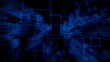 © RocknRoller Studios - Futuristic, Blue Digital Grid background. Network Tech Wallpaper. 3D Render