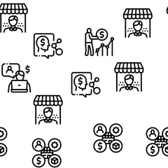 Poster - Account Manager Work Seamless Pattern Vector Thin Line. Illustrations