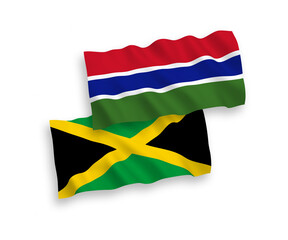 Wall Mural - Flags of Jamaica and Republic of Gambia on a white background