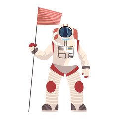 Wall Mural - astronaut with flag exploration space detailed vector icon