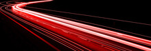 Abstract Red Car Lights At Night. Long Exposure