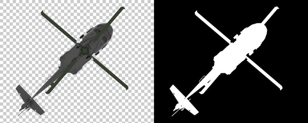 Wall Mural - War helicopter isolated on background with mask. 3d rendering - illustration