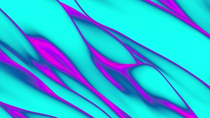 Poster - Abstract colorful wavy background in bright blue and purple color. Modern colorful wallpaper. Seamless loop animation. 3d rendering.